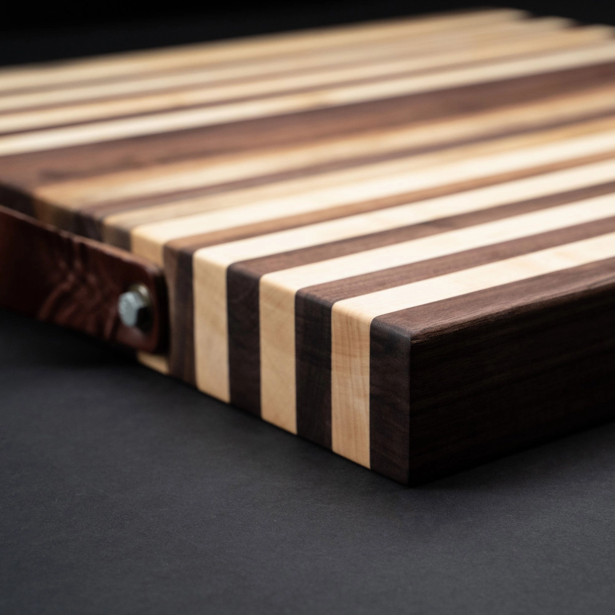 American Maple & Walnut Wood Striped Butcher Block Cutting Board