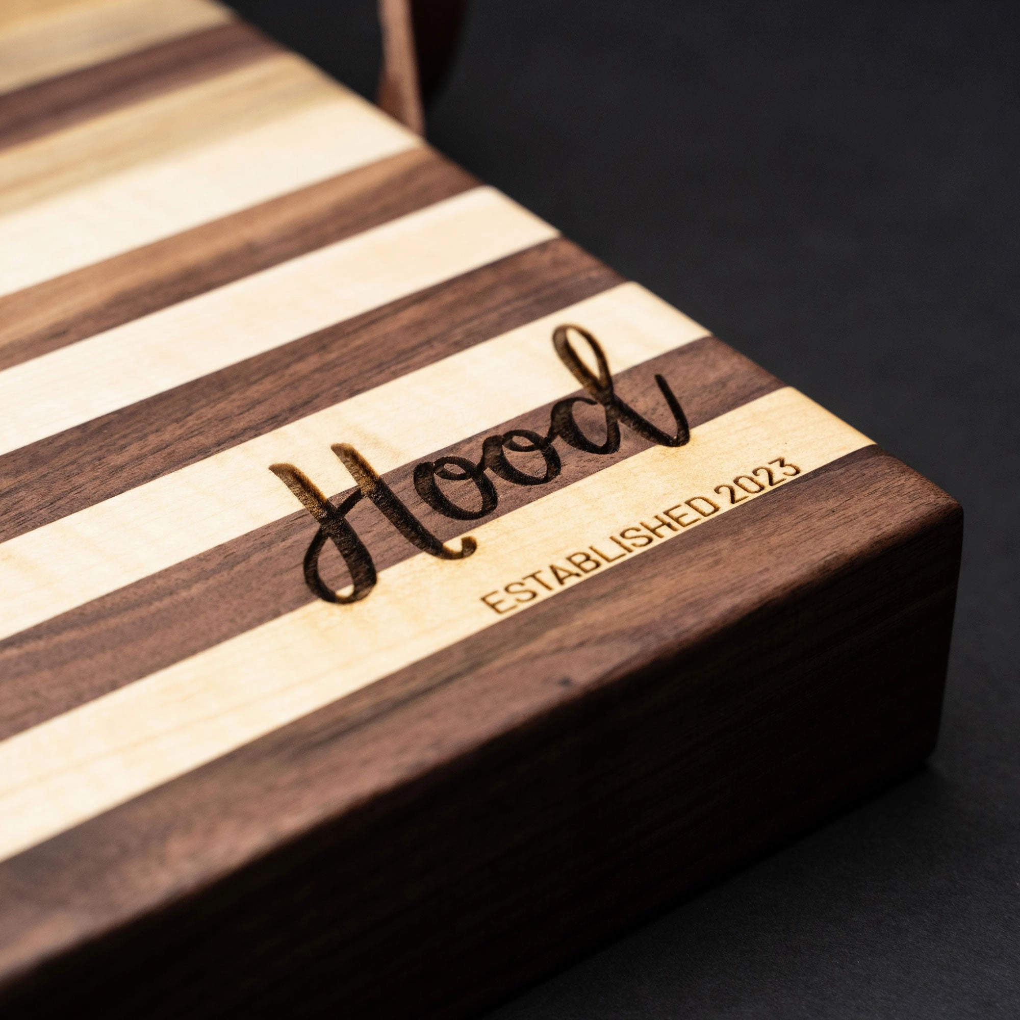 American Maple & Walnut Wood Striped Butcher Block Cutting Board