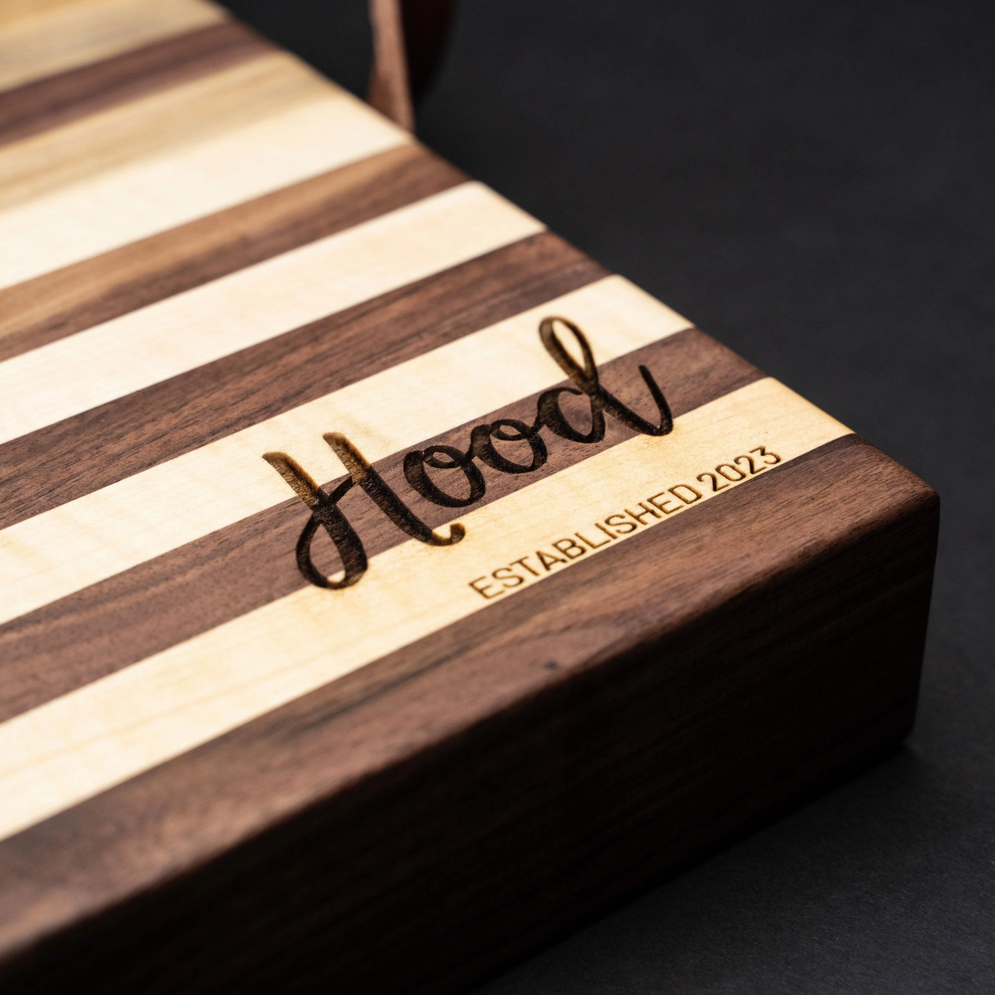 American Maple & Walnut Wood Striped Butcher Block Cutting Board
