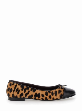 Brown/Leopard Print Cap Toe Ballet Shoes
