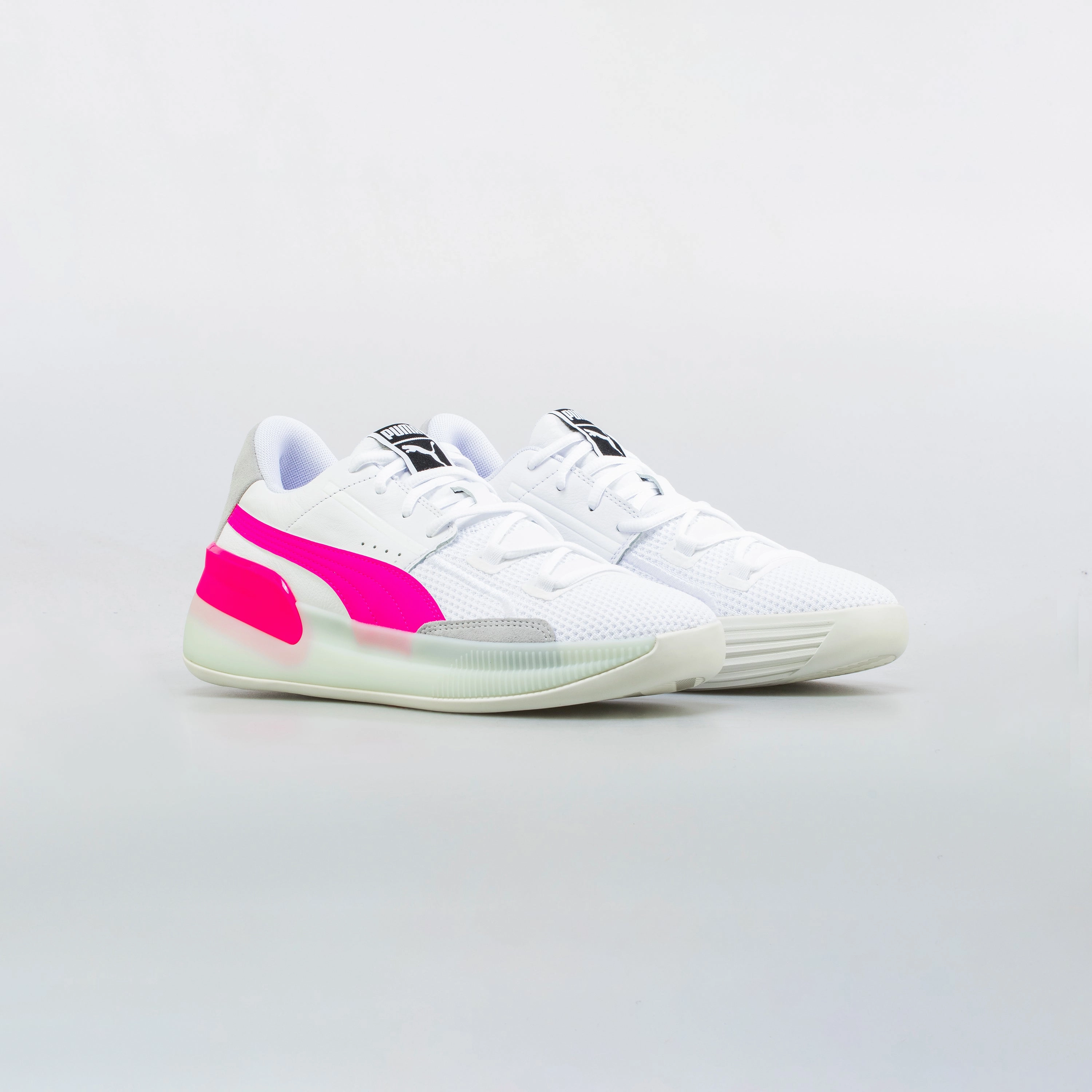 Clyde Hardwood Mens Basketball Shoe - White/Pink