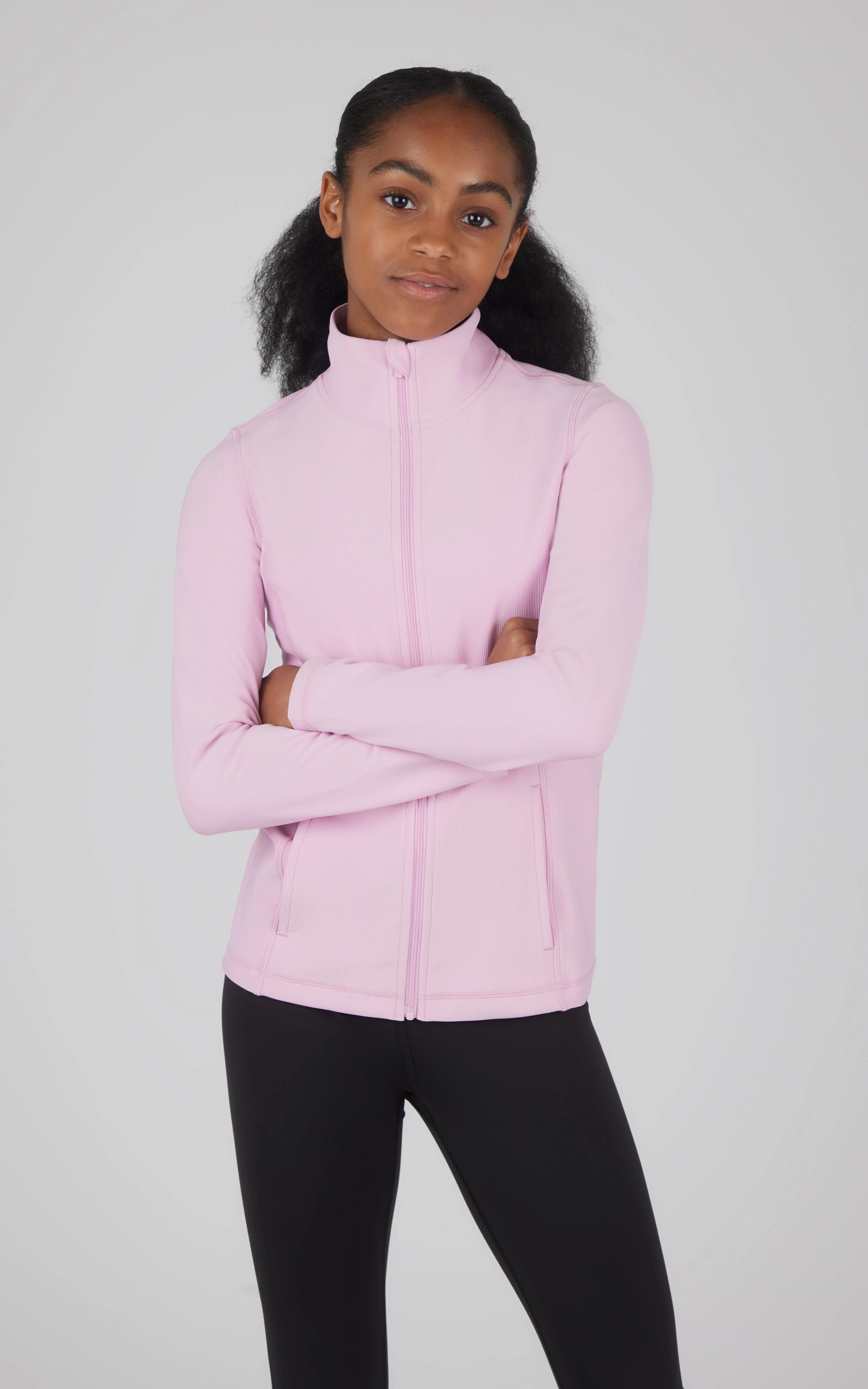 Girls Ribbed Zipper Jacket