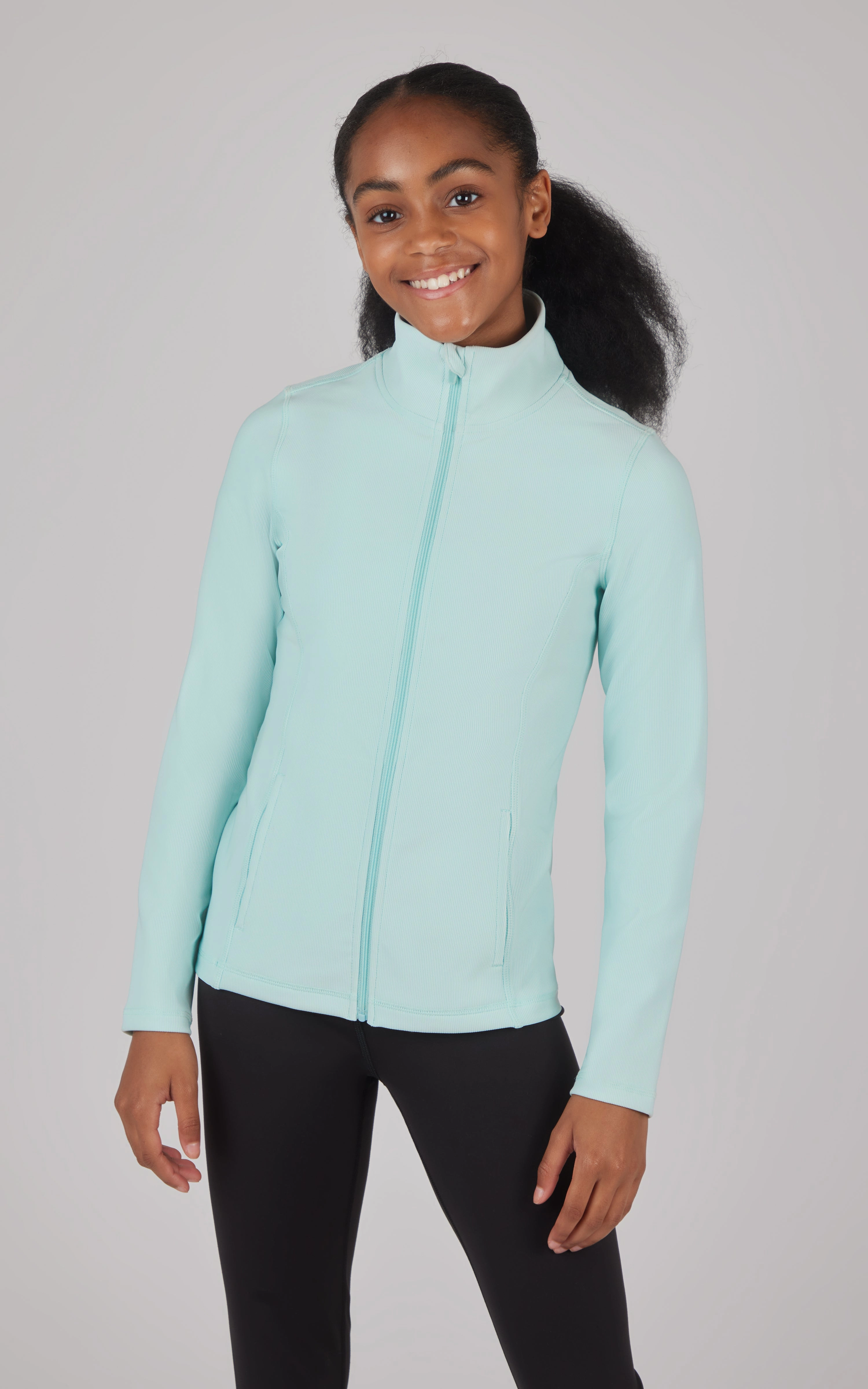 Girls Ribbed Zipper Jacket