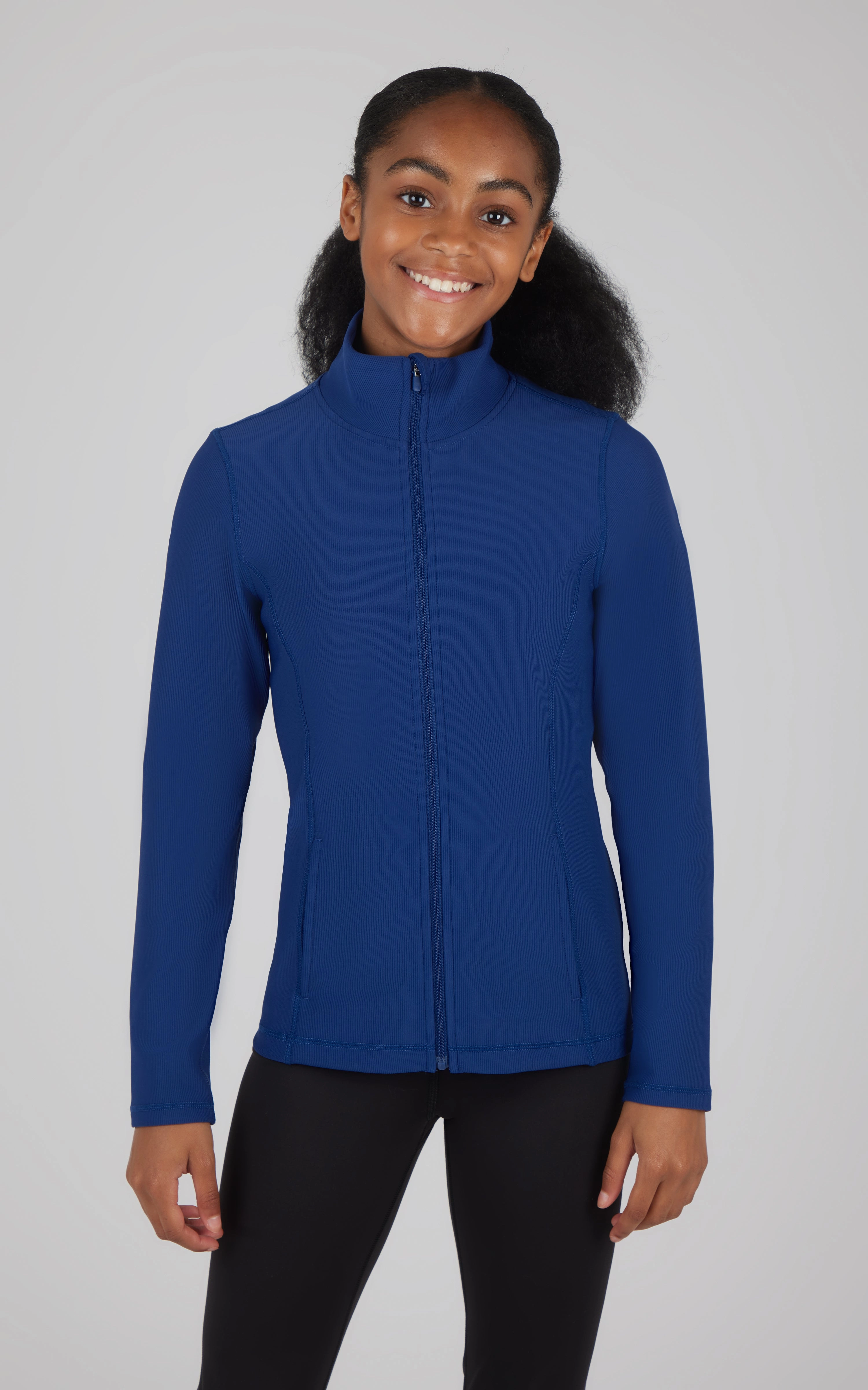 Girls Ribbed Zipper Jacket