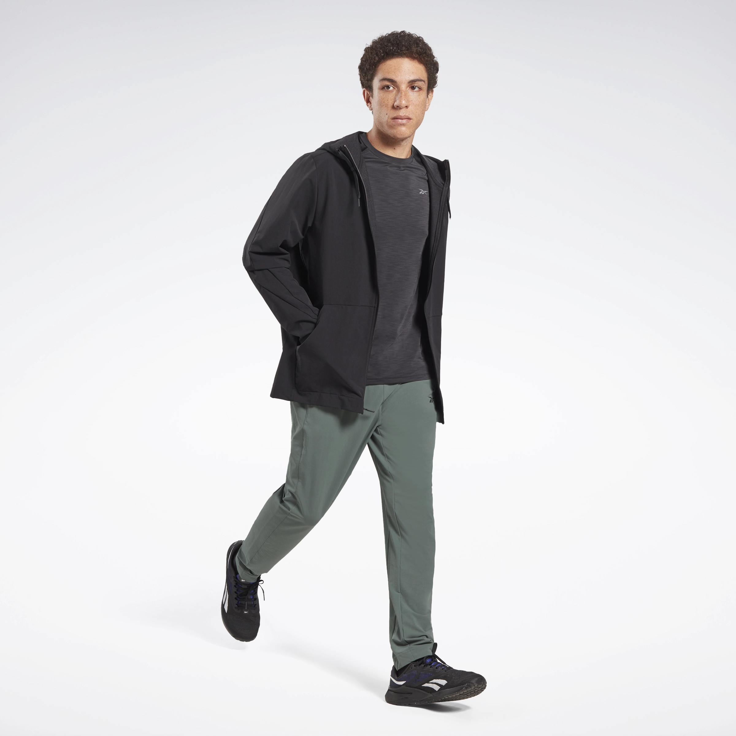 Ltwt Woven Fz Hoodie Black