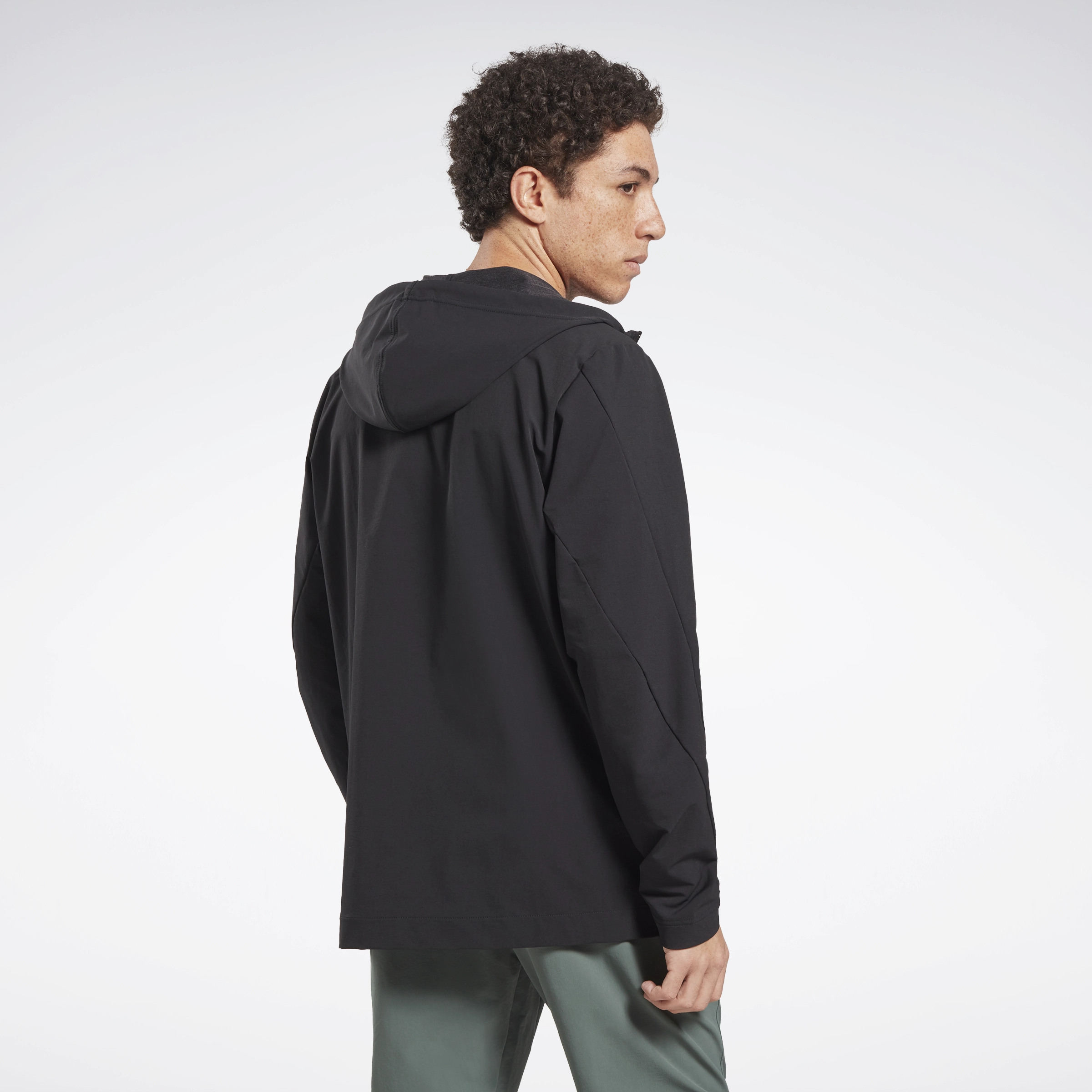 Ltwt Woven Fz Hoodie Black