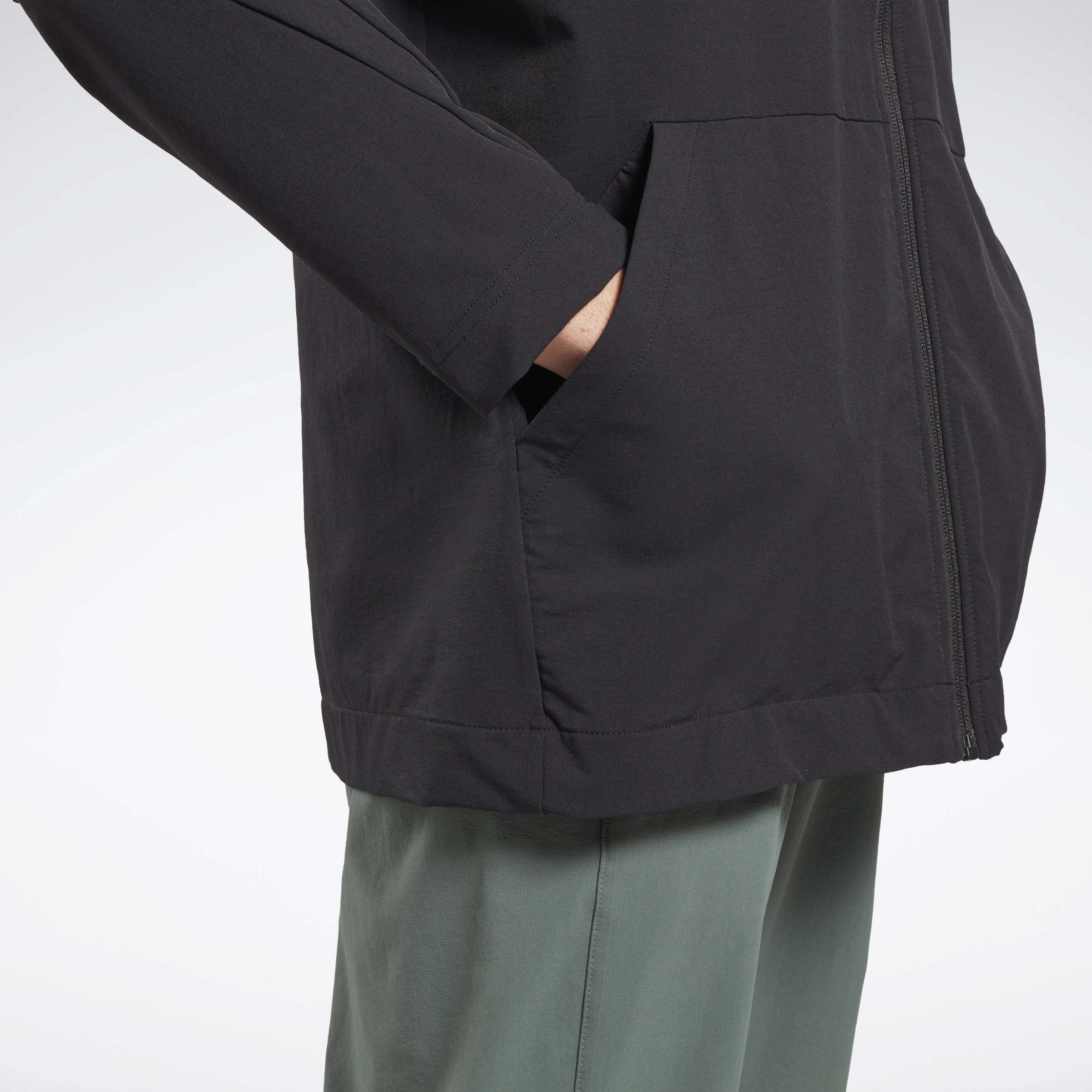 Ltwt Woven Fz Hoodie Black