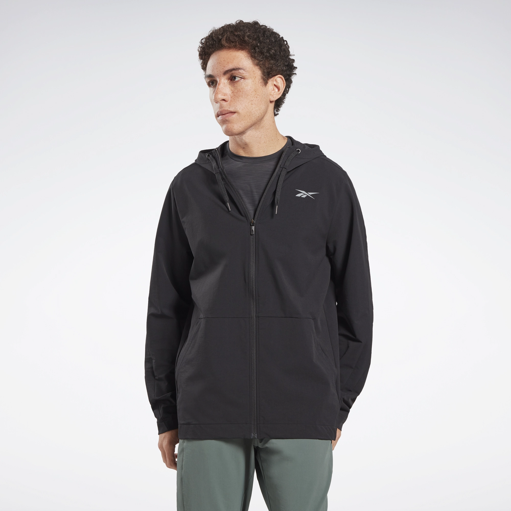 Ltwt Woven Fz Hoodie Black